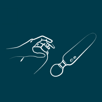 For a smoother experience, apply water-based lube to ROMP Flip‘s massager head.