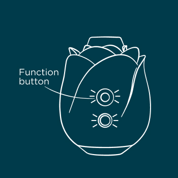 Briefly press the function button to cycle through 6 intensity levels and 4 patterns… and again… and again… until you r-o-o-o-mp. Hold the power button for 2 secs, and ROMP Rose will switch off.